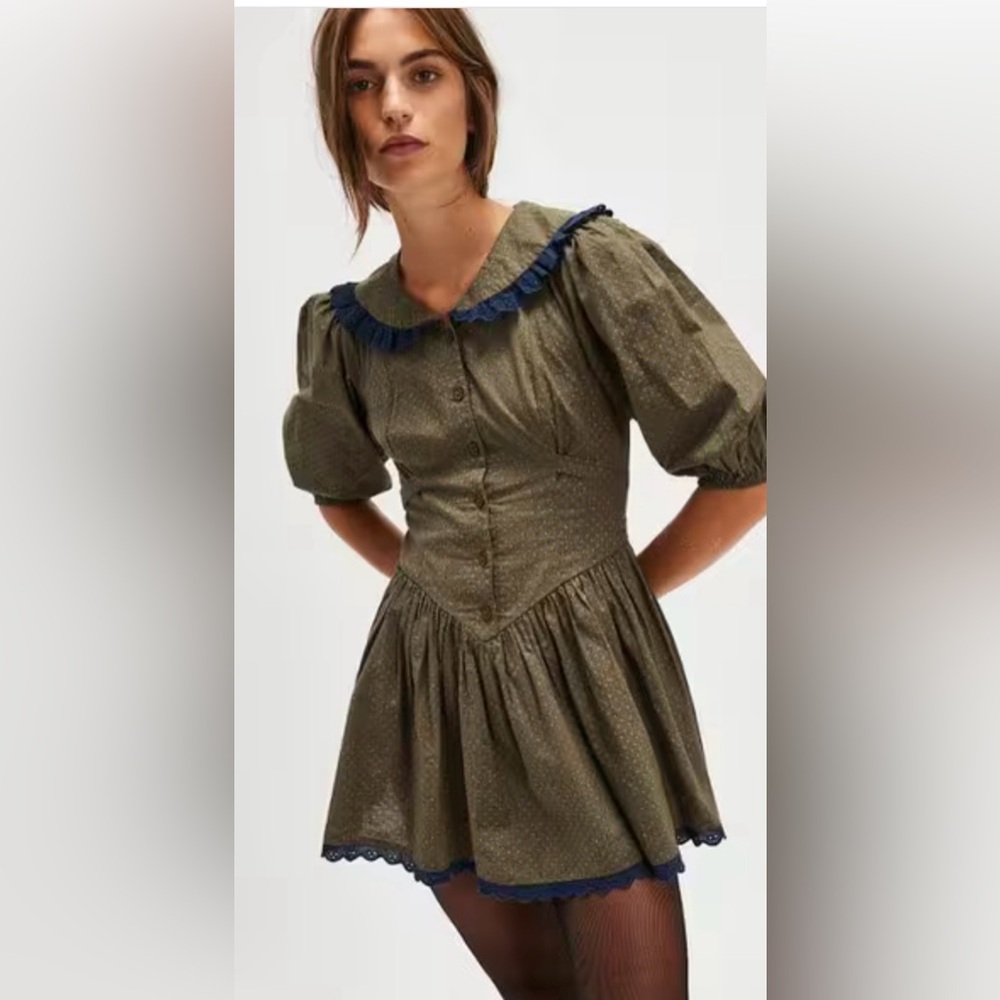 FREE PEOPLE Need To Know Mini Dress Army Combo size 2 - Picture 1 of 8